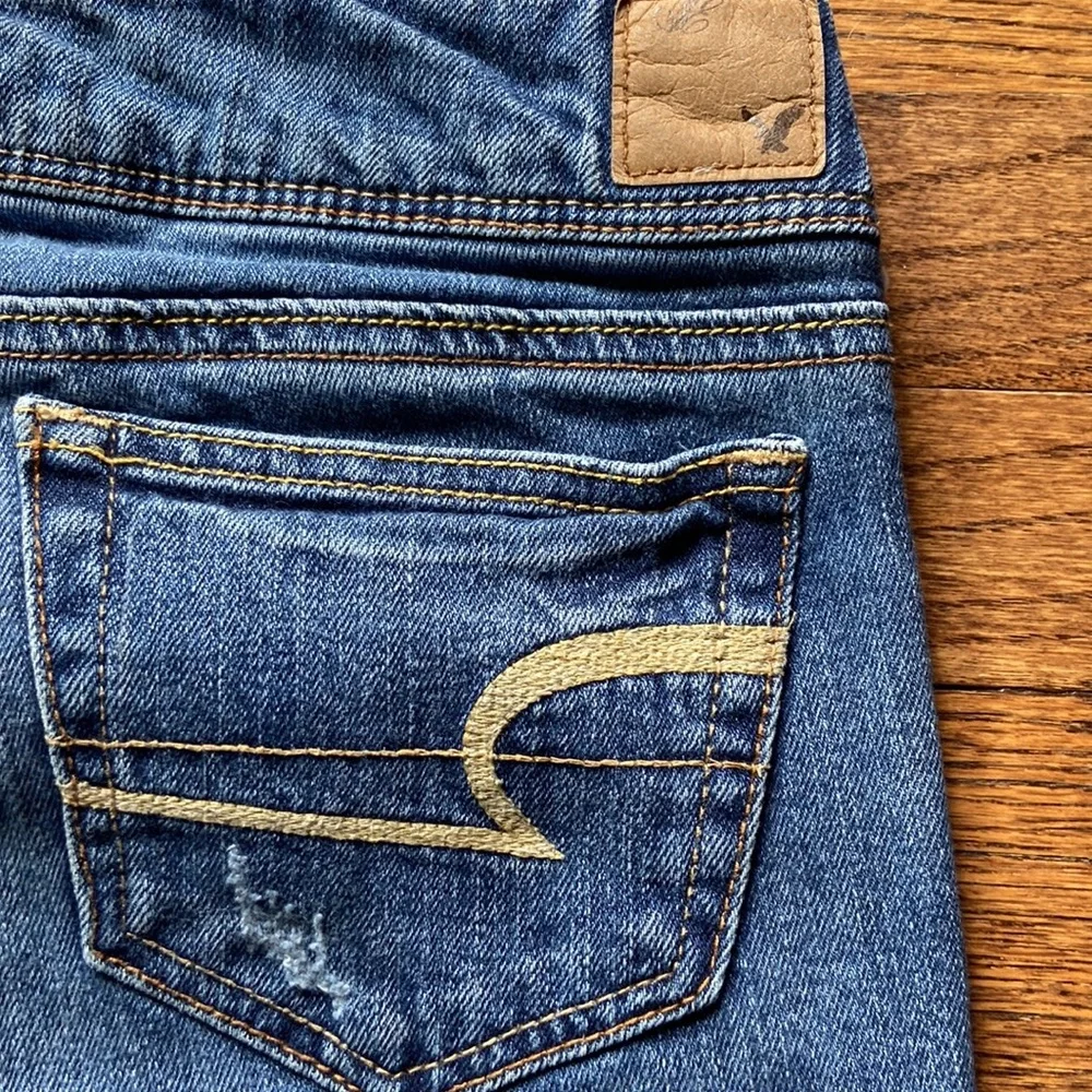 American Eagle Low Rise Slim Bootcut SZ 8 Long Stretch Dark Wash, 2010 Cool EUC - Picture 7 of 14